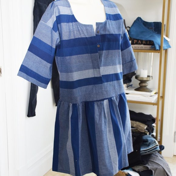 KOPAL STRIPED COTTON DRESS SZ S - Picture 2 of 5